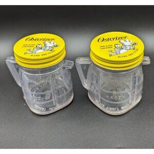 COPY - 1970's Osterizer mini Blend and Store Cups with Graphic Metal Lids